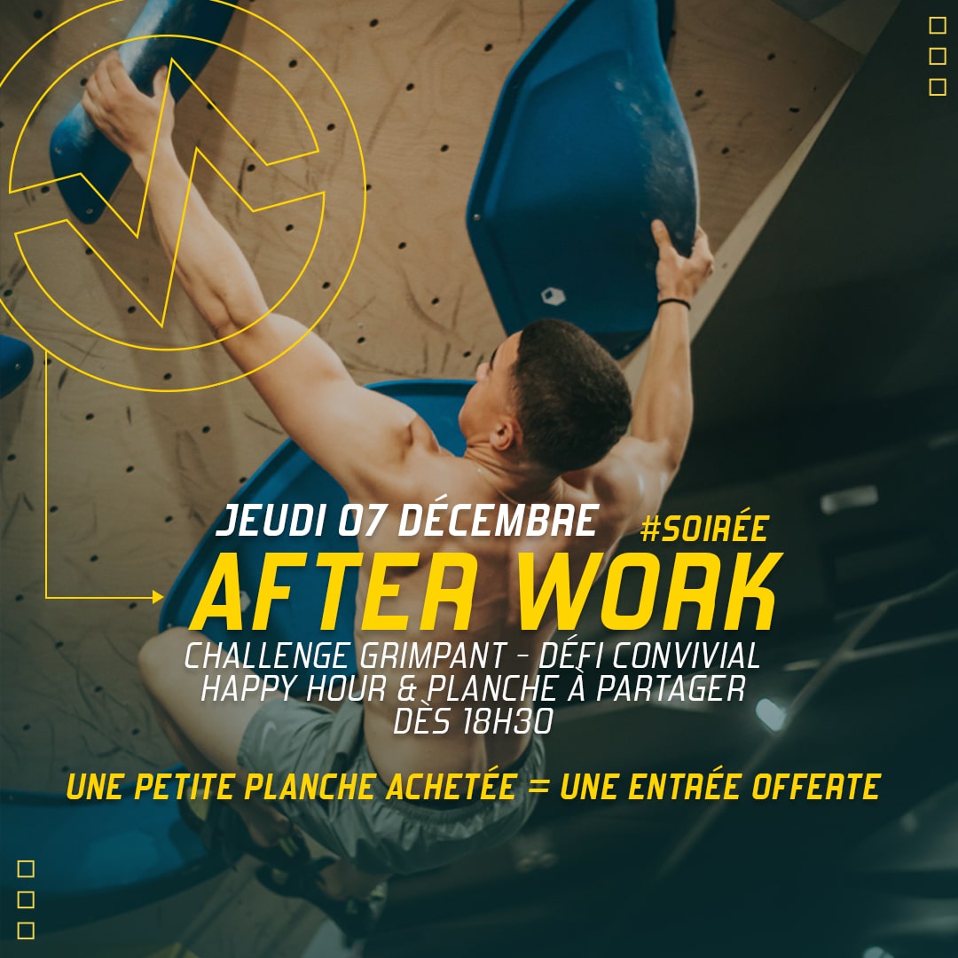 Soirée Afterwork jeudi 7 décembre à Vertical'Art Grenoble