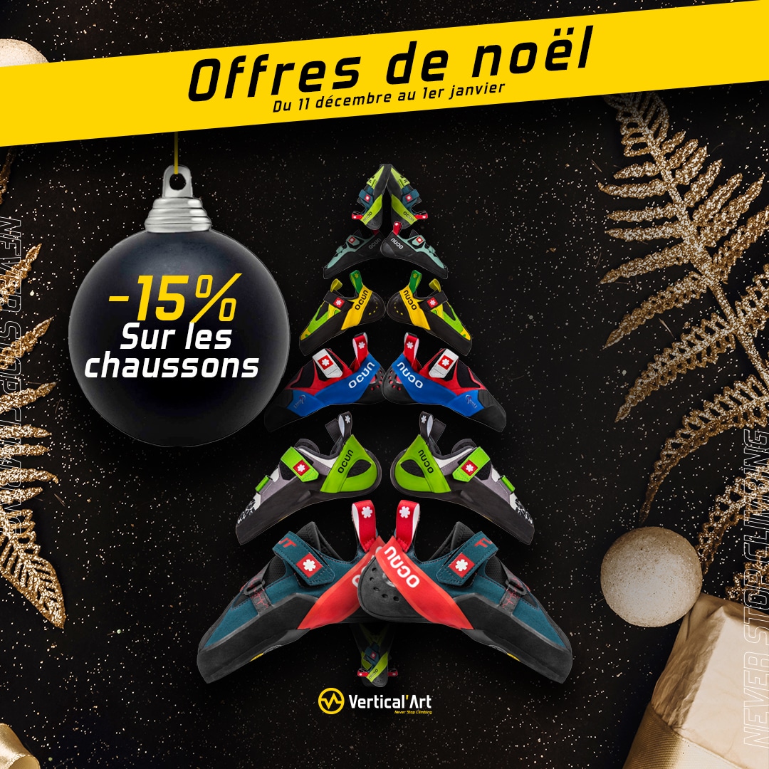 Offres de Noël sur les chaussons d'escalade à Vertical'Art Grenoble : 15% de réduction pour tout le monde !