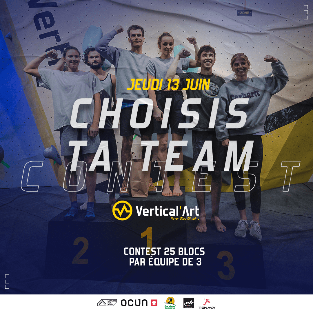 Contest "Choisis ta team" à Vertical'Art Grenoble jeudi 13 juin