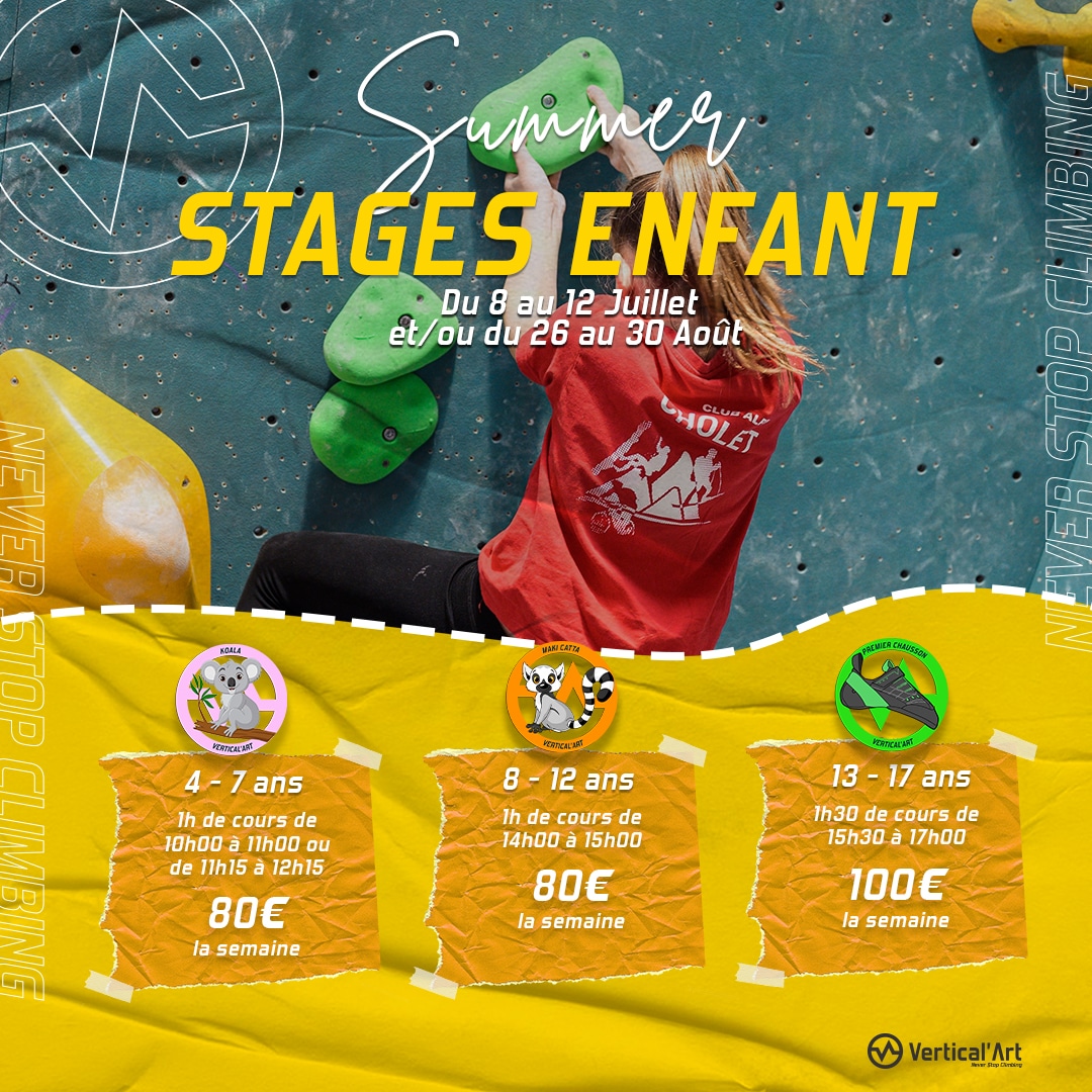 STAGES D’ESCALADE DE BLOC POUR ENFANTS PENDANT LES VACANCES D'ETE À VERTICAL’ART GRENOBLE